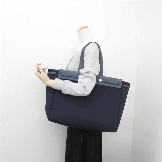 HERMES(エルメス) エールバッグ カバスMM 紺 ネイビー キャンバス