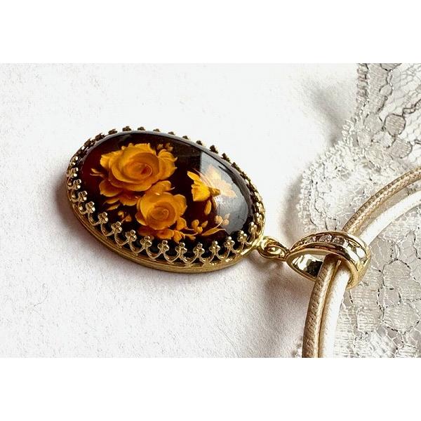 天然琥珀 ぺンダント ネックレス インタリオ 蝶 バラ 小鳥 こはく