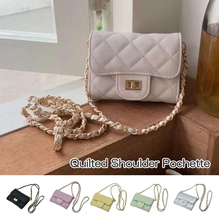 キルティングショルダーポシェット ミニバッグ ショルダーチェーン