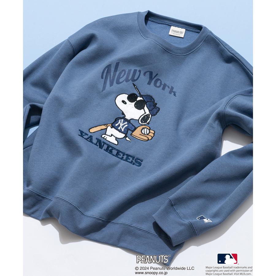 PEANUTS MLB オリジナルデザイン 裏起毛クルーネックスウェット