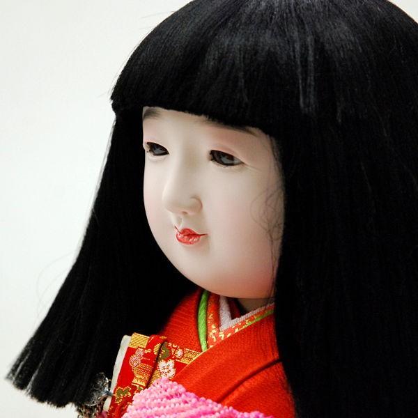 市松人形13号 駒 正絹 刺繍赤 雪輪 女の子 いちまつ人形 : 雛人形-五月