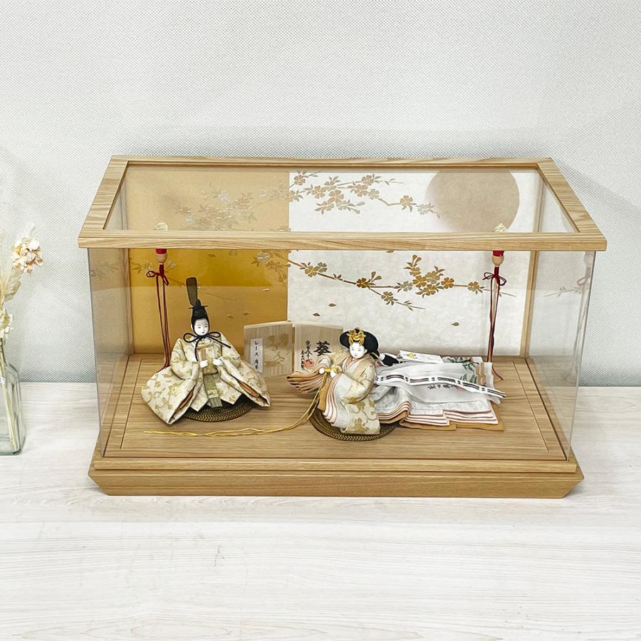 雛人形 ケース入り コンパクト 柴田家千代 アクリル 白木 木目