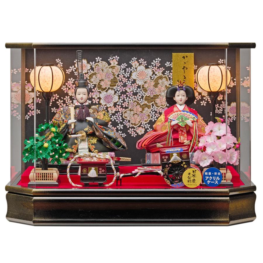 雛人形 ケース入り コンパクト 黒 ひな人形 ケース お雛様 アクリル