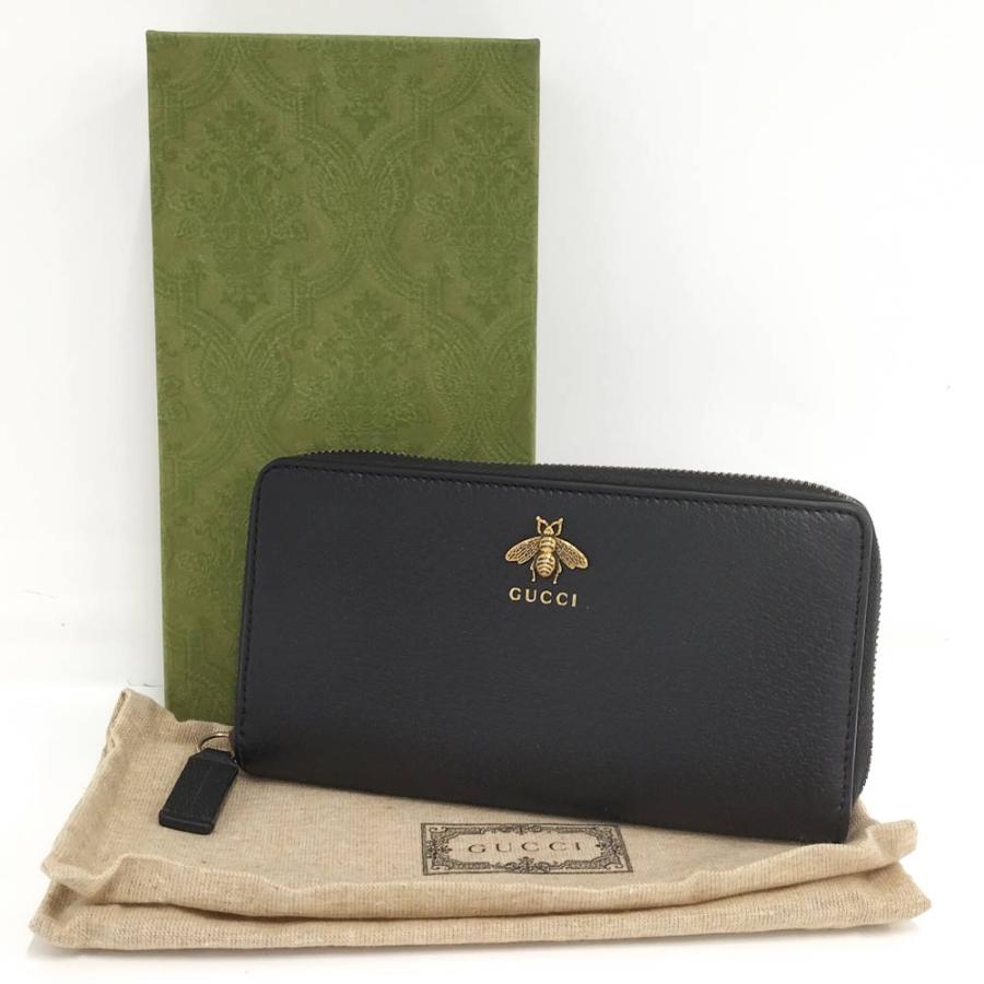 GUCCI（グッチ） アニマリエ ラウンドファスナー 長財布 ビー レザー