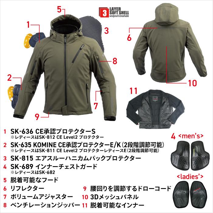コミネ（Komine） ジャケット JK-5792 プロテクトソフトシェル