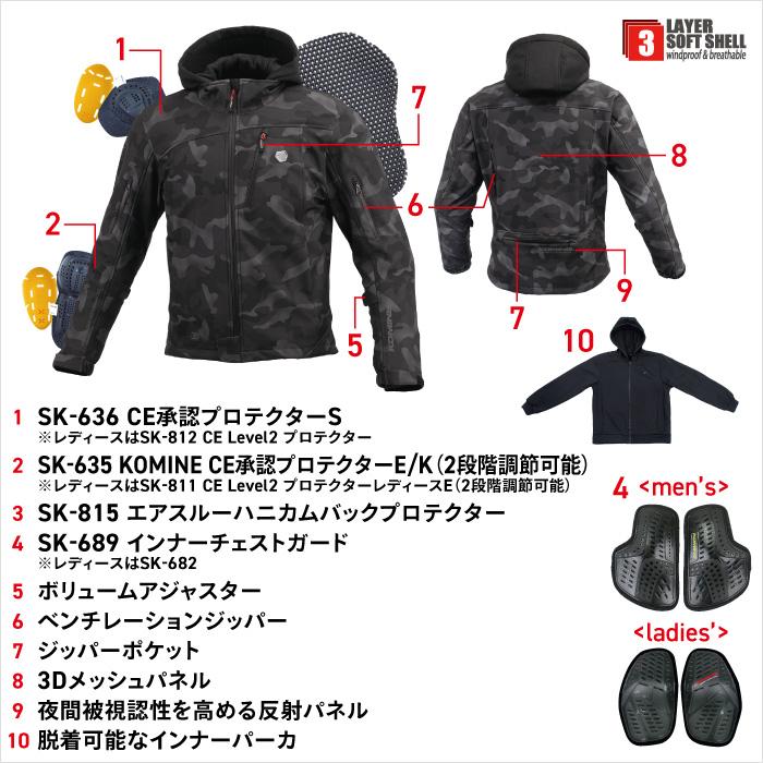 コミネ（Komine） ジャケット JK-5902 プロテクトソフトシェル