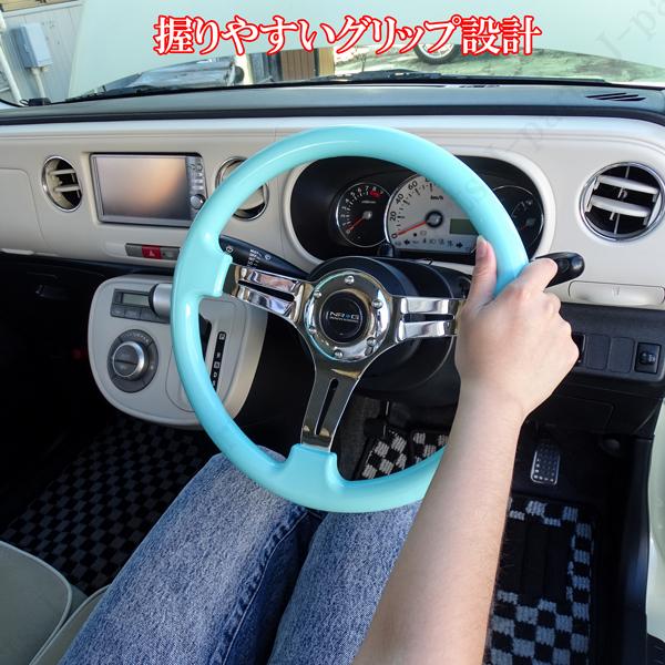 35パイ 35cm ステアリング USDM ライムグリーン 薄緑 ミラココア