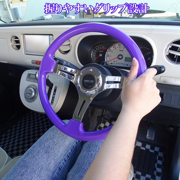 35パイ 35cm ステアリング USDM 紫 パープル ミラココア アルトラ