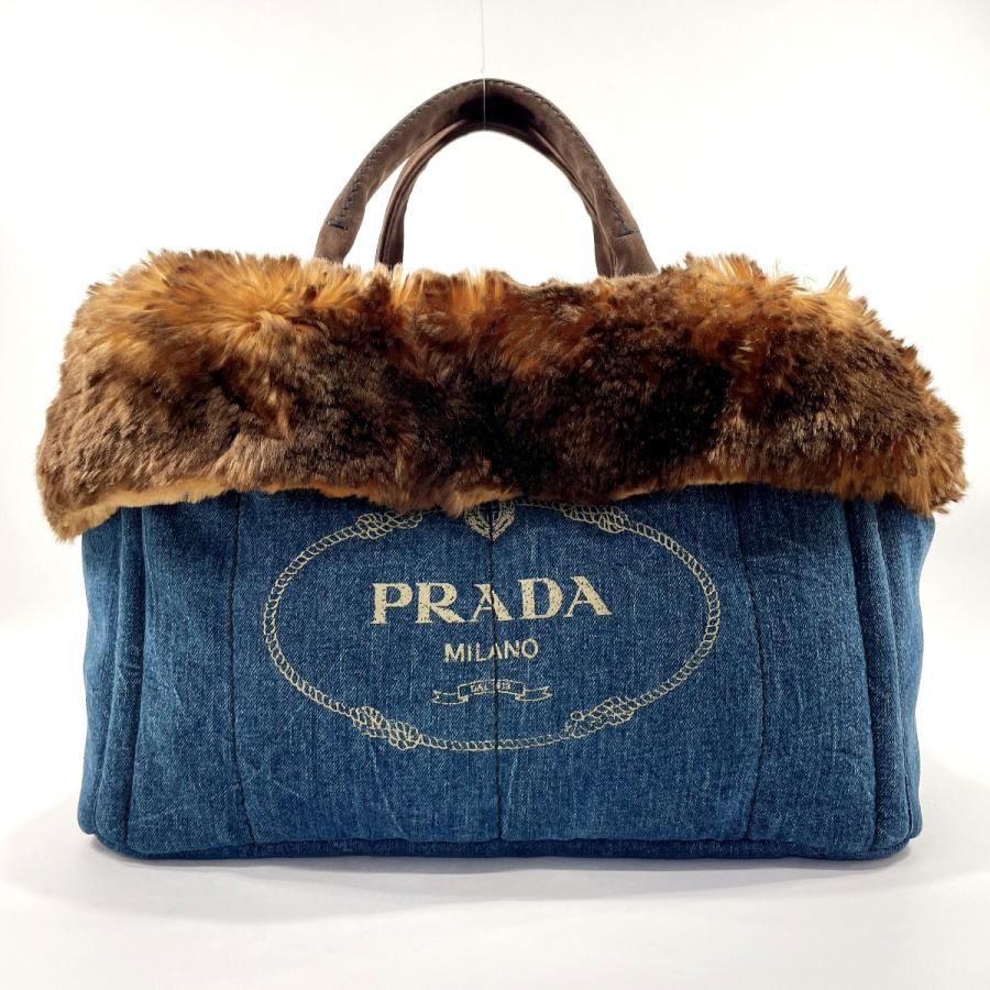 PRADA（プラダ） トートバッグ BN2182 カナパ デニム/フェイクファー