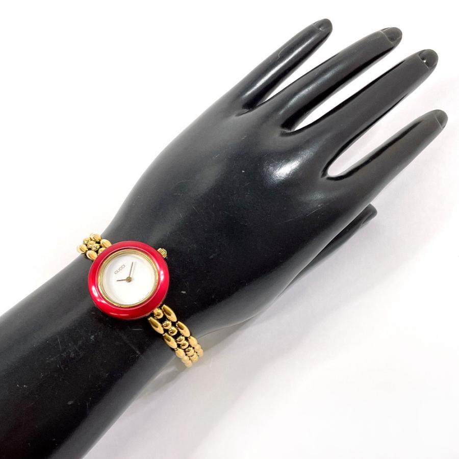 GUCCI（グッチ） 腕時計 11/12.2 チェンジベゼル GP ゴールド/レッド