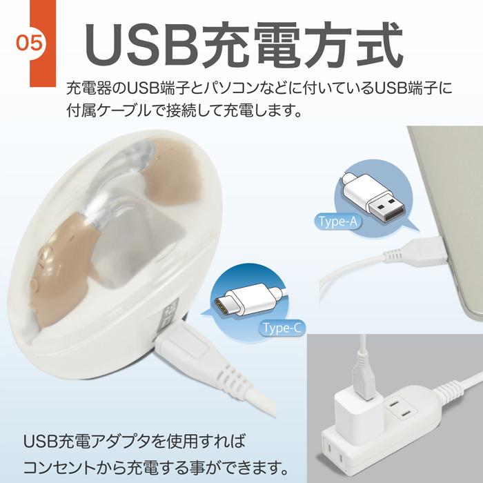 福耳 集音器 耳掛け式（国内正規品）USB充電 耳掛け型 集音器 音々-ね