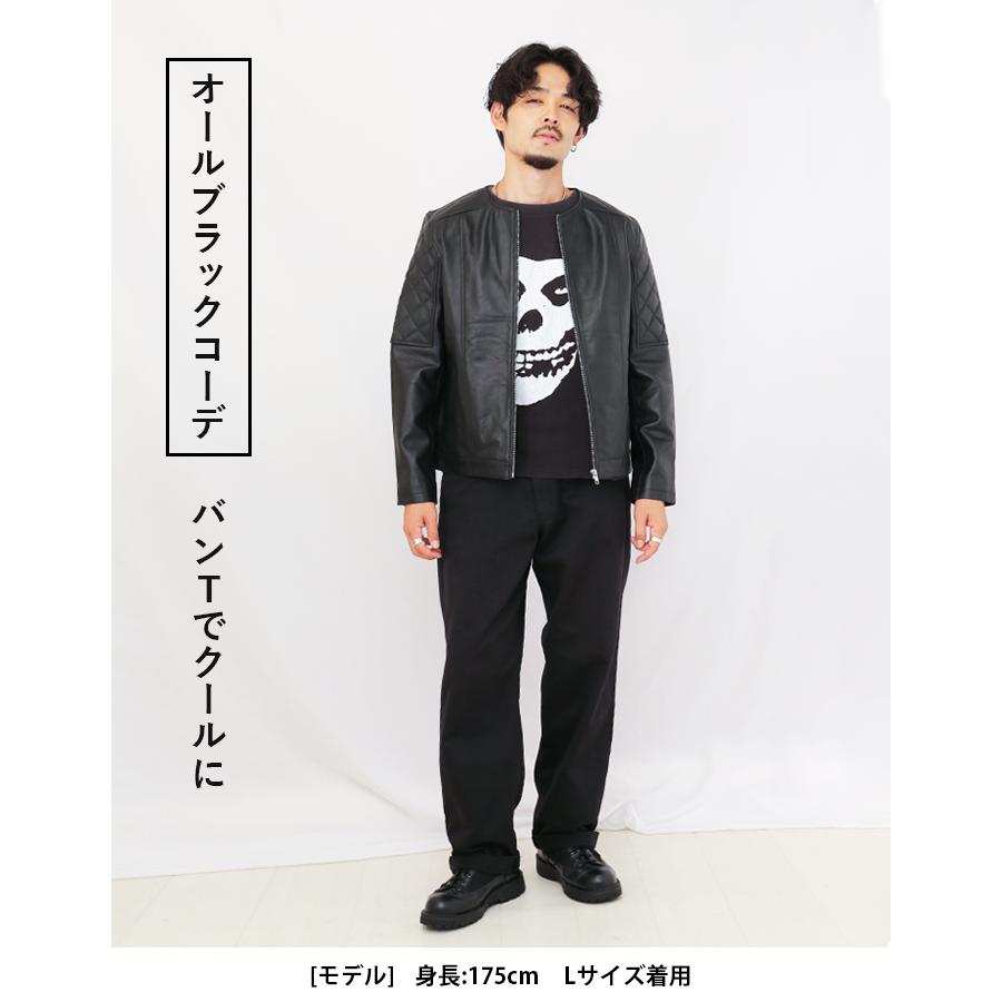 レザージャケット ノーカラー 革ジャン メンズ 秋冬 本革 ラムレザー