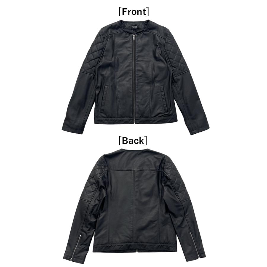 レザージャケット ノーカラー 革ジャン メンズ 秋冬 本革 ラムレザー