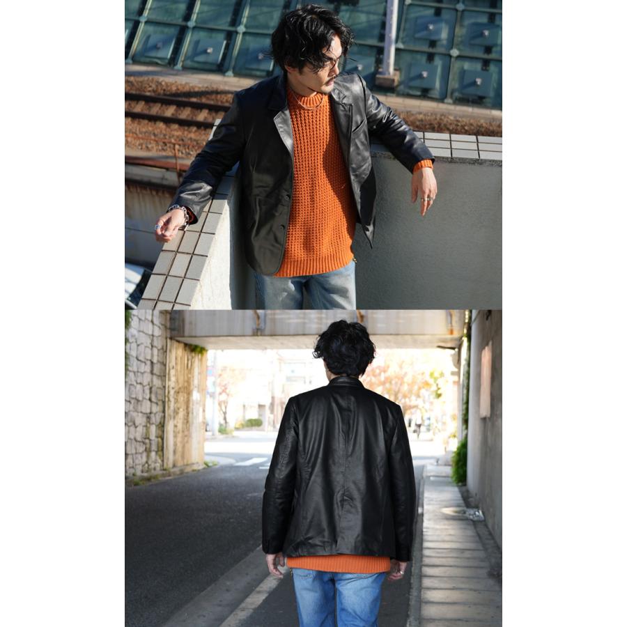 レザージャケット テーラード 革ジャン ラムレザー ブラック M-XL