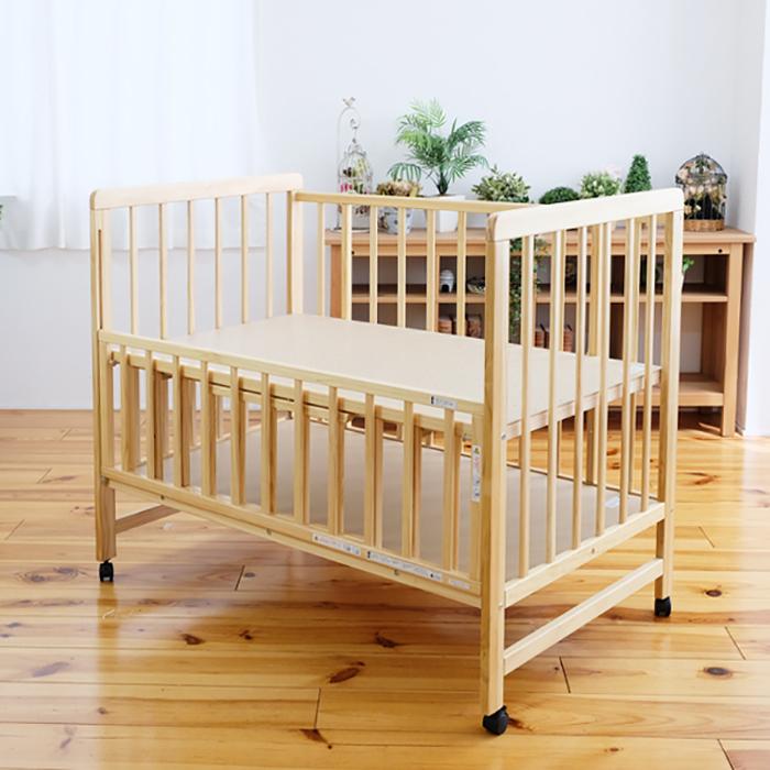 ティンバーベビーベッド 高さ3段階 ベビーベッド ハイタイプ 収納