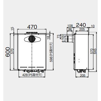 リンナイ（Rinnai） RUF-A2005SAT-L(C)-set ガスふろ給湯器[PS扉内設置