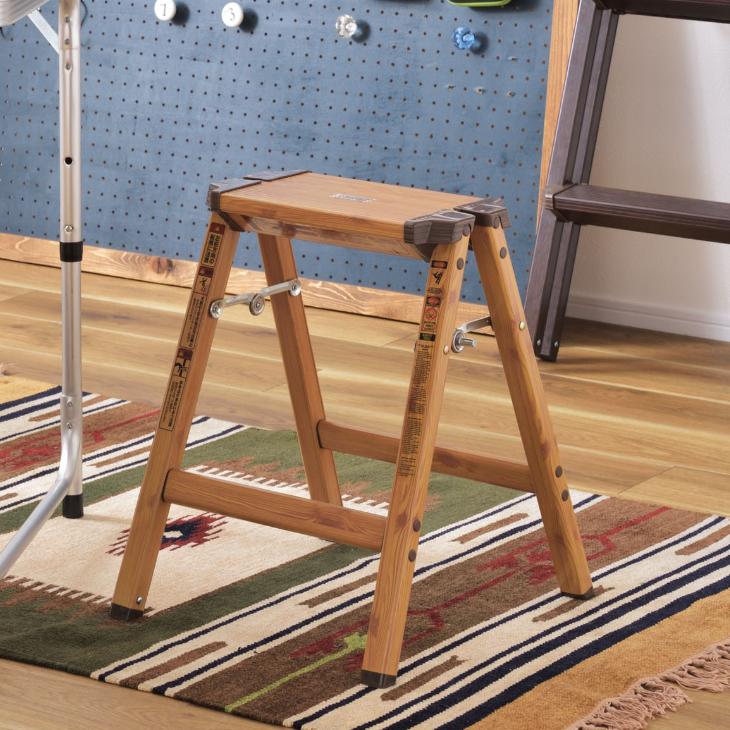 ステップスツール H 木目調 踏み台 脚立 折りたたみ アルミ製 W36×D39