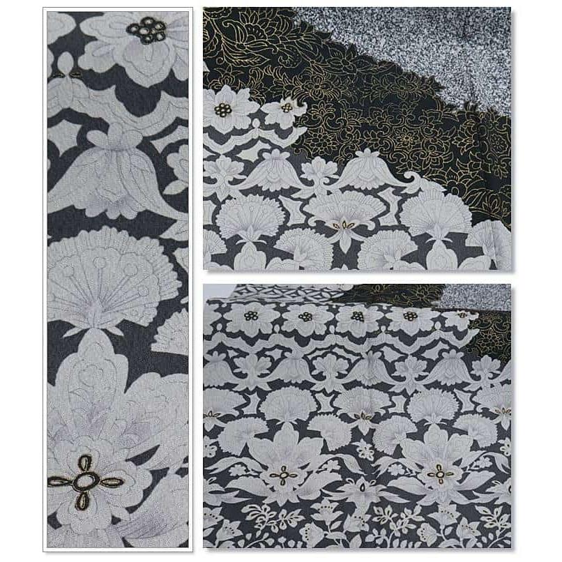 リサイクル訪問着袷 友禅染め 黒 モダン たたき染め 身丈155cm 裄63cm