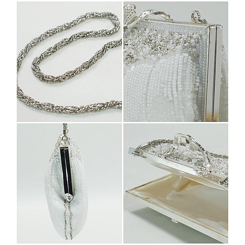 ビーズバック 振袖 結婚式 パーティーバック 和洋兼用 白 a5m0 高級