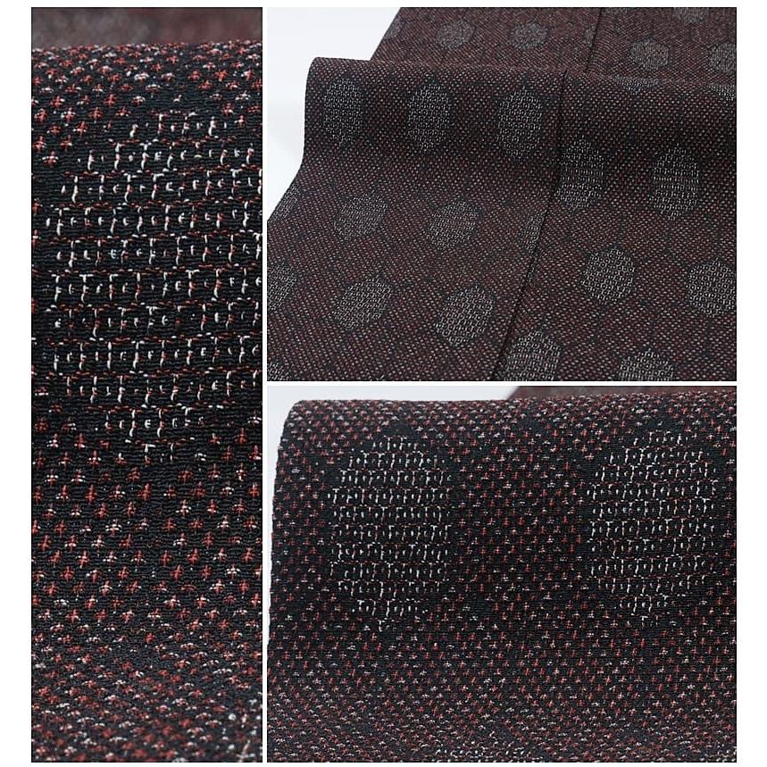 リサイクルお召し 織物 着物 塩沢お召し 逸品 絣織り 亀甲 黒 身長