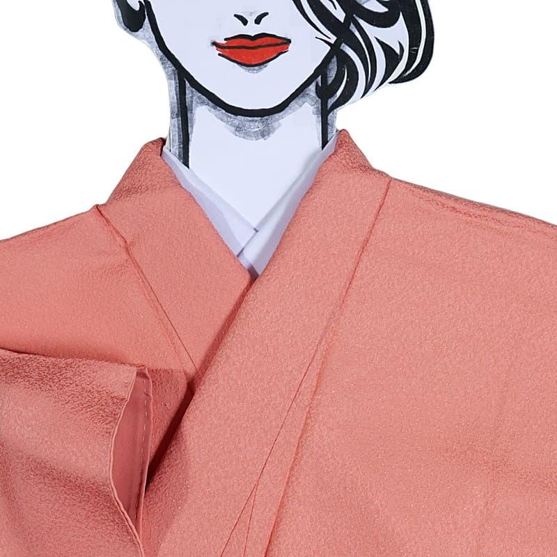 未使用品 色無地袷 リサイクル無地袷 染め無地 堅牢染 縮緬 ピンク