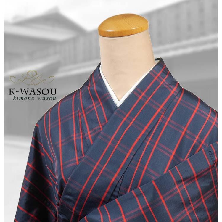 アンサンブル 大島紬 リサイクル 格子柄 紺リサイクル大島/羽織/セット