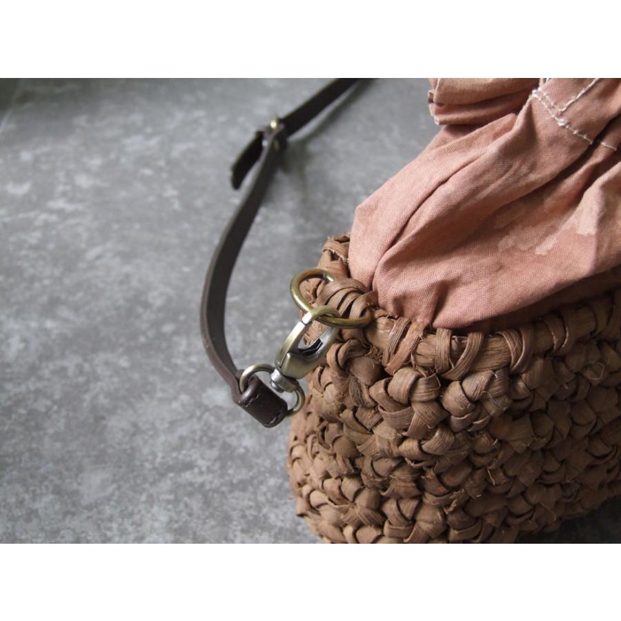 純国産 山葡萄かごバッグ 特上六角花模様編み 本革ショルダー