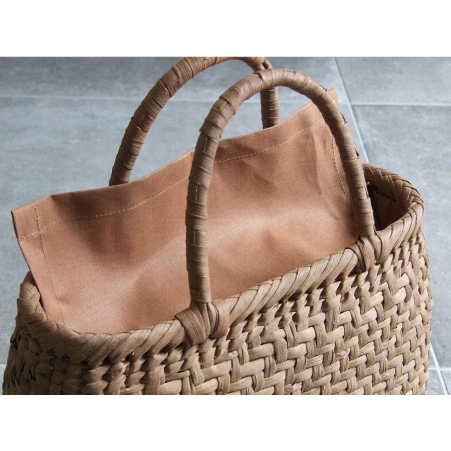 純国産 信州長野県 山葡萄かごバッグ 網代編み 定番型 上 柿渋染内布付