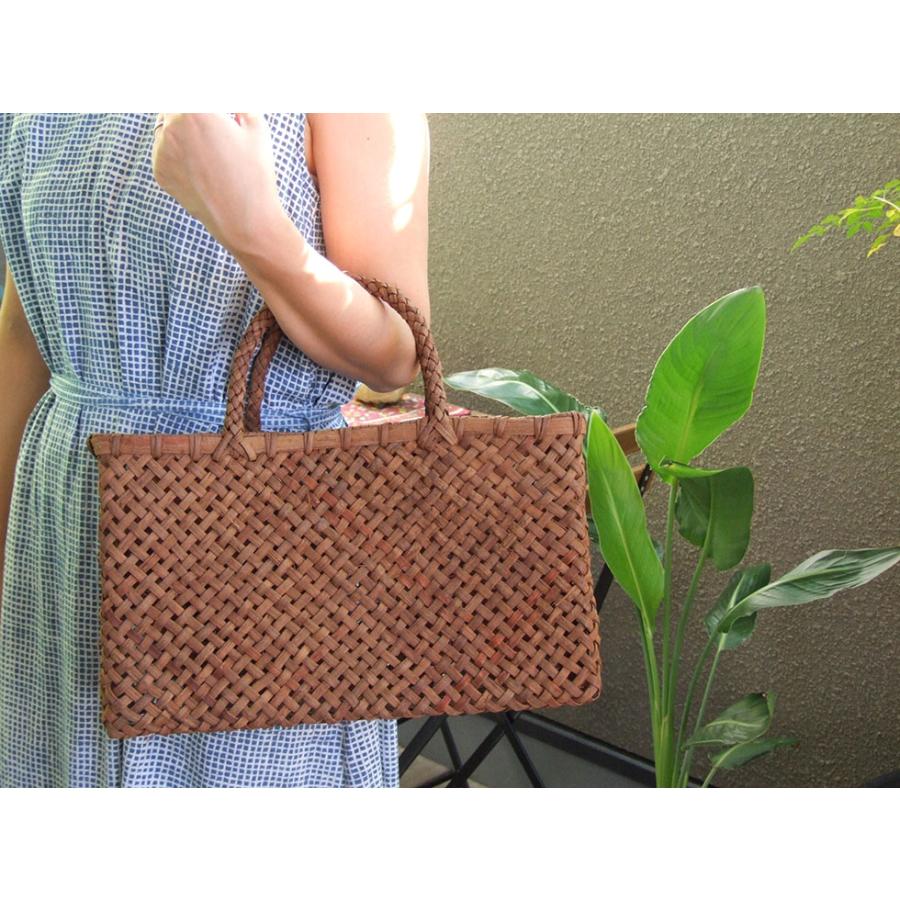 純国産 山葡萄かごバッグ 斜め四つ目編み 大サイズ : おまめ - 通販