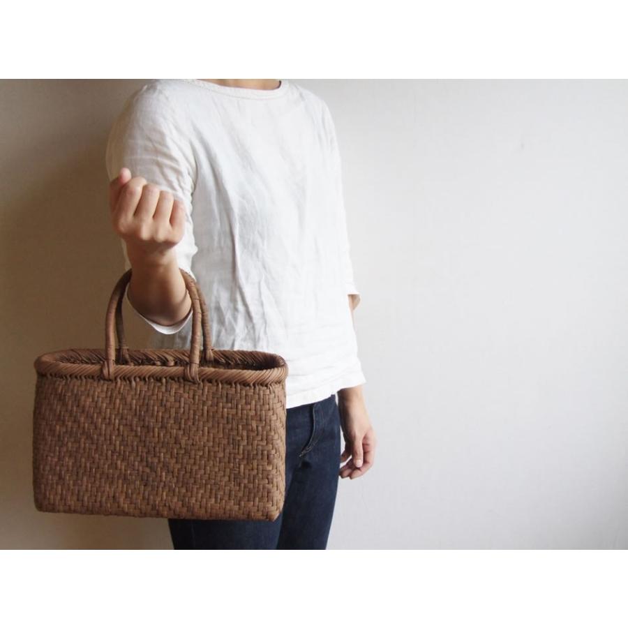 純国産 山形県大井沢 山葡萄かごバッグ 網代編み 横長 中 友之さん作