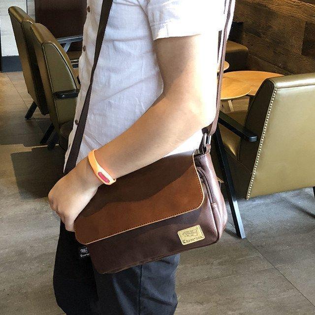 メンズ ショルダーバッグ PUレザー 3色 ブラウン ダークブラウン