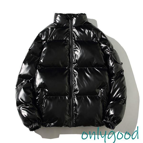 ジャケット メンズ ダウンジャケット 立ち襟 ピカピカ 光沢感 中綿