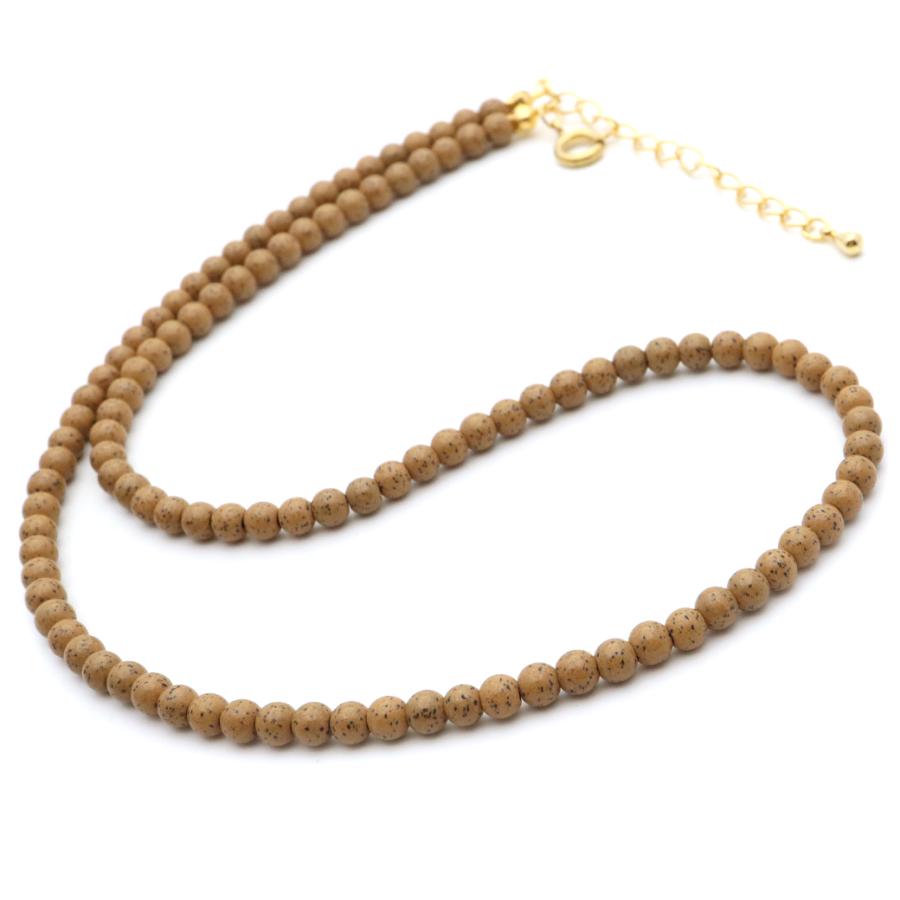 北投石 ネックレス 橙色 オレンジ 4mm 健康 パワーストーン 台湾産