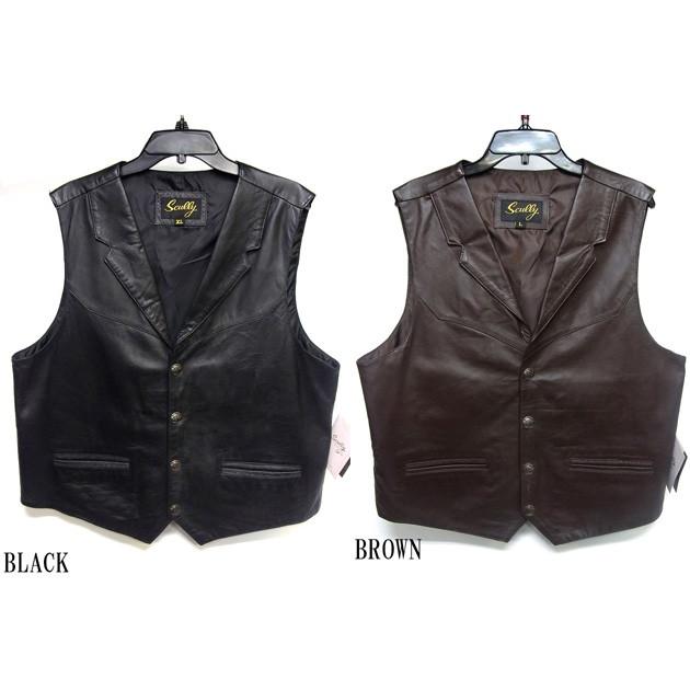 Scully アメリカ メンズ ラム革 5セントコンチョ 襟付き レザーベスト