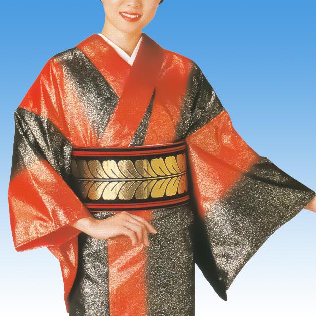 裾引き 着物 すそひき オリジナル 舞踊 お引きずり 赤黒縞 金砂子 踊り