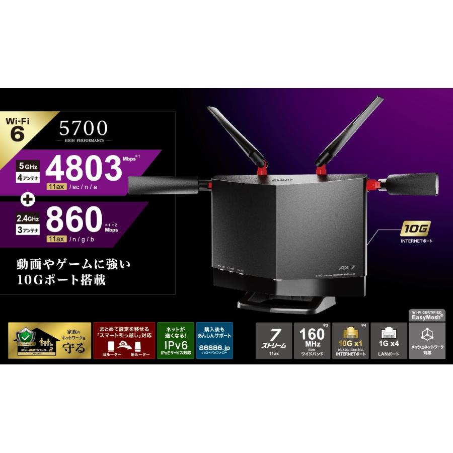 BUFFALO バッファロー 無線ルーターWXR-5700AX7P リテール品(正規製品