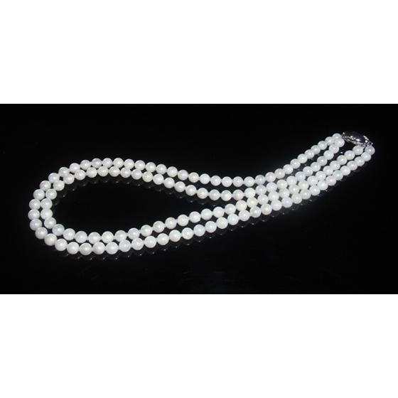 あこや 真珠 本真珠 アコヤ真珠 パール 二連 ネックレス ホワイト 6.0