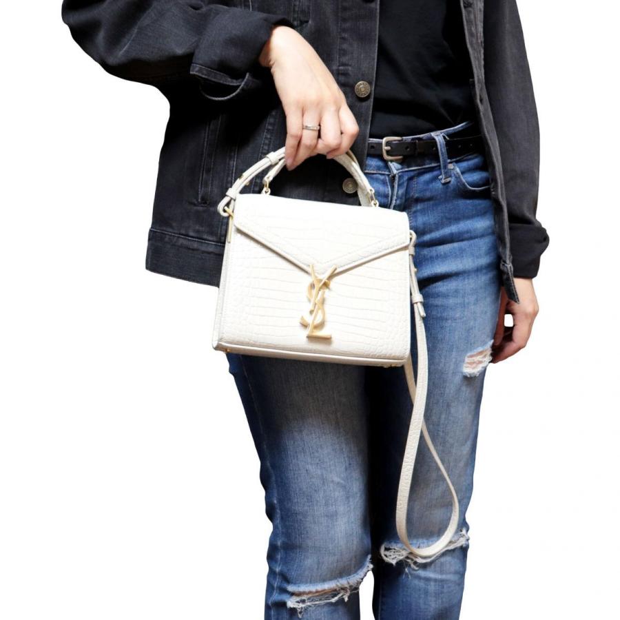 未使用 サンローラン カサンドラ ミニ トップハンドル クロコ型押し