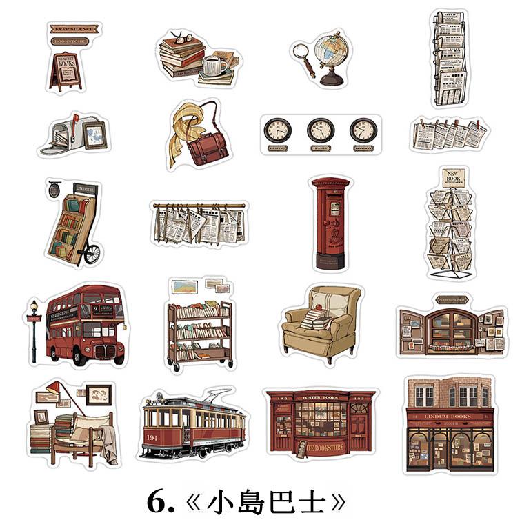 海外 シール 透ける 大人 ブラウン系 40枚 ステッカー コラージュ 素材