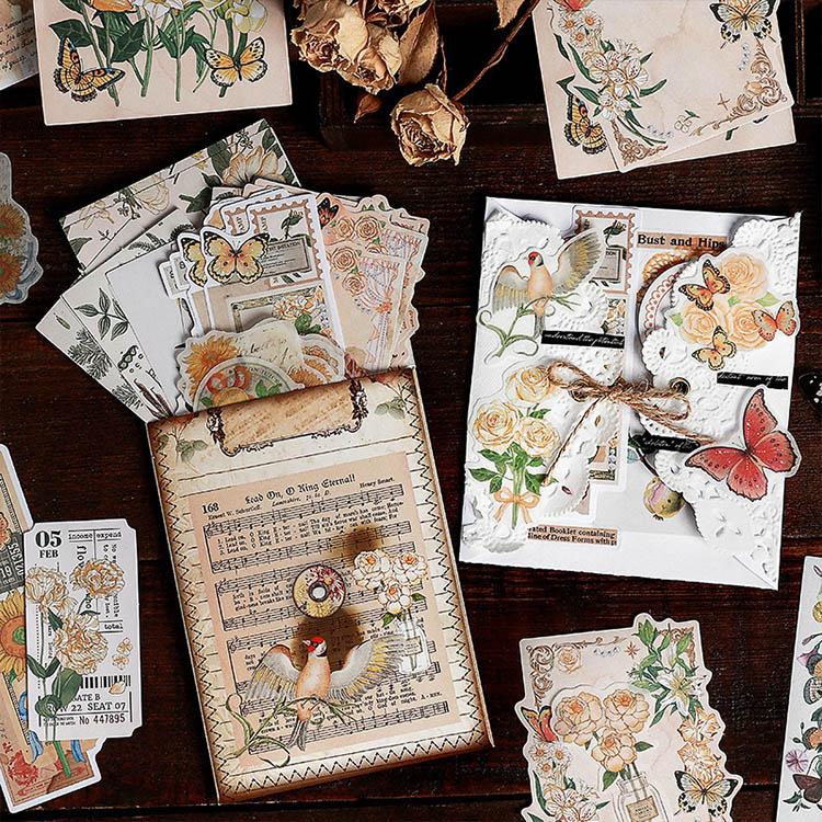 80枚 異素材 コラージュ素材セット 2種類素材 詰め合わせセット 大容量