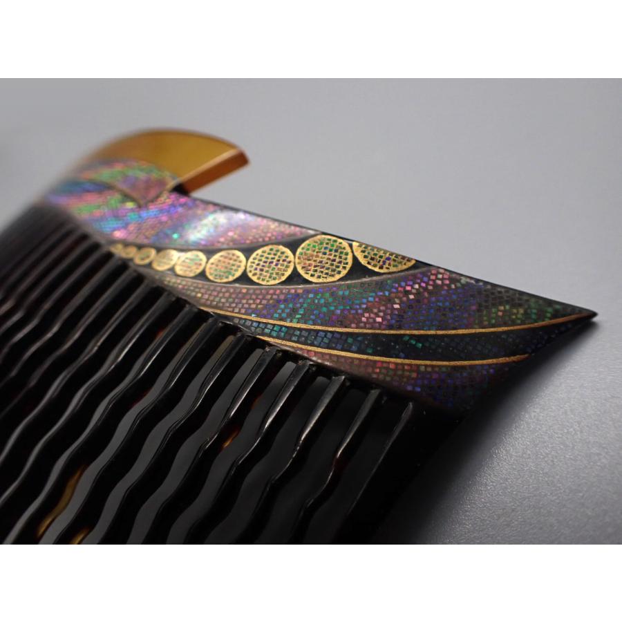 一光作 圧巻の大ぶり本鼈甲螺鈿 櫛 14cm : アンティークフィガロ