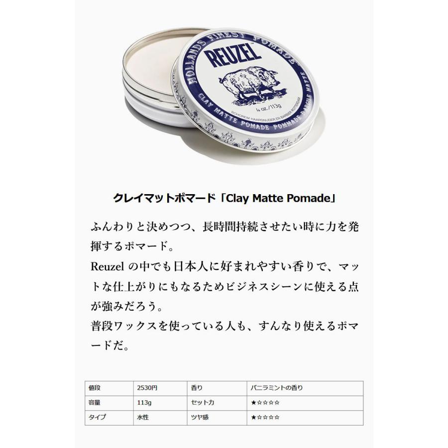 REUZEL（ルーゾー） CLAY MATTE POMADE 113g ポマード 水性 マット