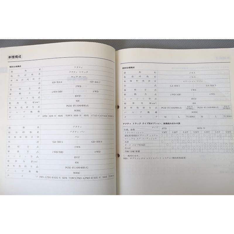 即決！アクティ/バモス/サービスマニュアル/構造・整備/追補版/HH5/HH6