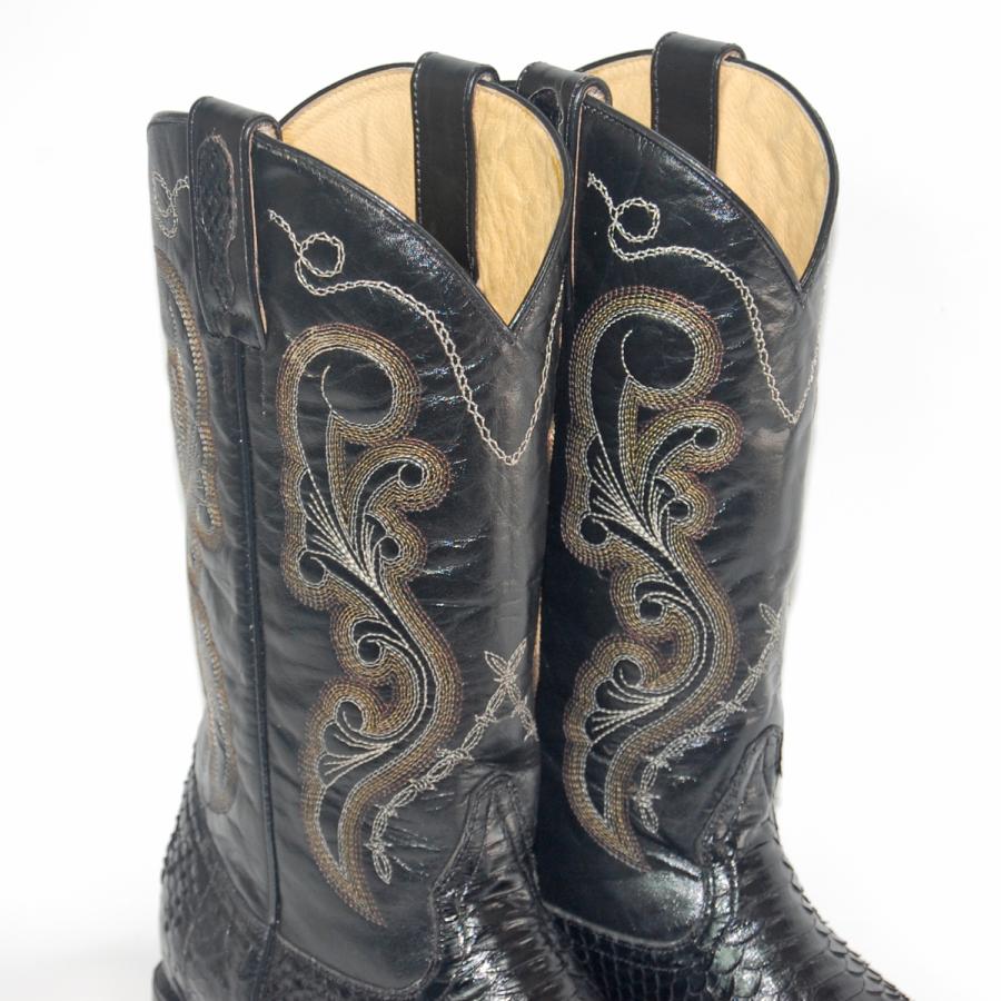 ウエスタンブーツ メンズ 26.0 パイソン スクエアトゥ 本革 : オオゼキ