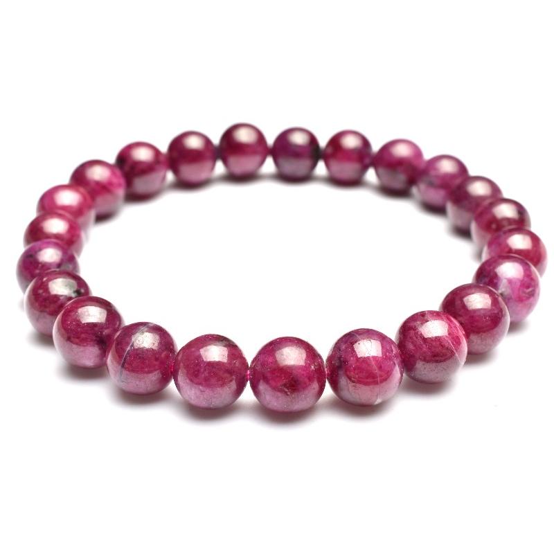 1点物】ミャンマー産◇勝利の石 ルビー 8.5mm ブレスレット _MA4089