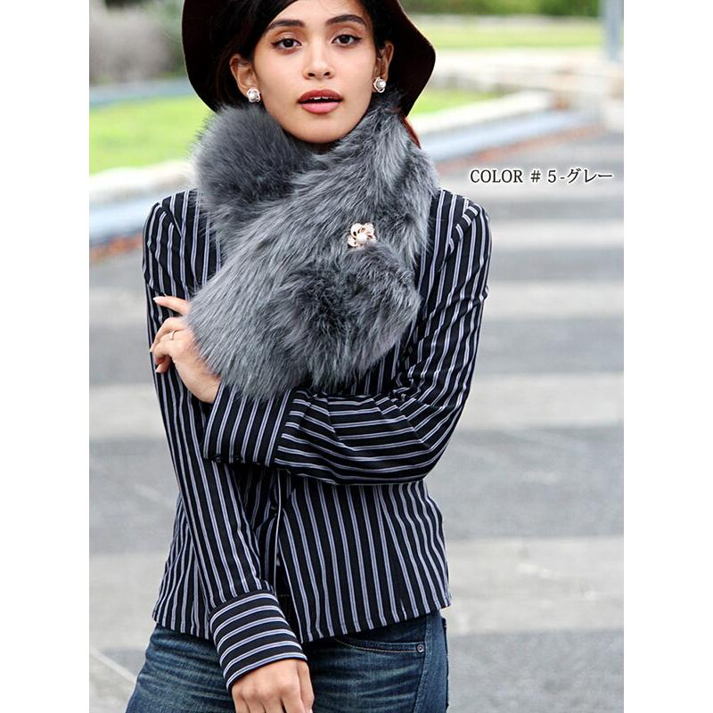 ティペット ファー マフラー レディース 冬 用 フェイクファー 厚手