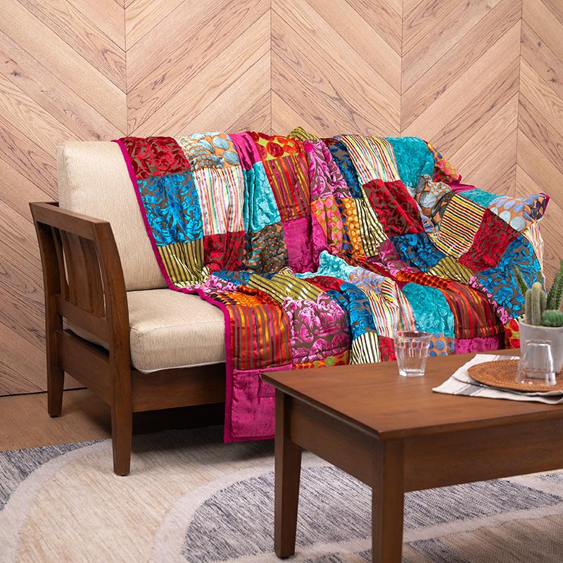 マルチカバー パッチワーク マット 155×230cm ベッドカバー