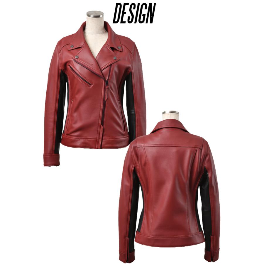 レディースバイクジャケット 革ジャン プロテクター付き 秋冬用 ROSSO