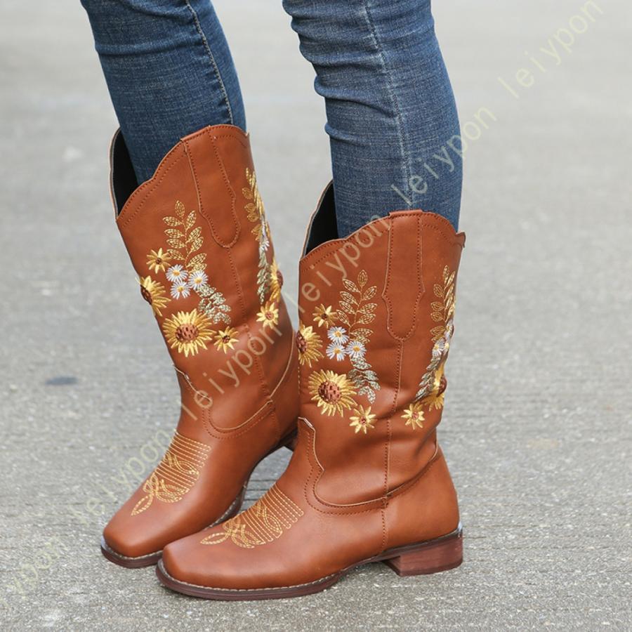 ウエスタンブーツ ウエスタン カントリーダンス カウボーイ 刺繍