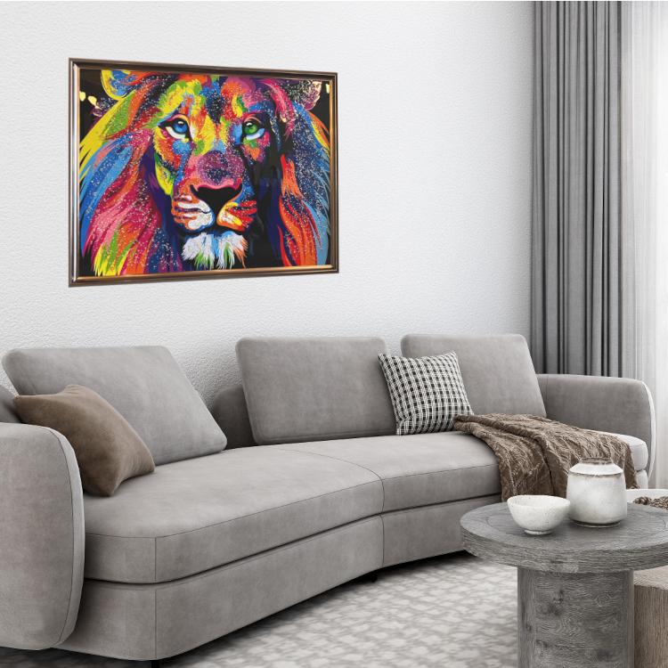 クリスタルアートパネル アートフレーム 水晶絵 ライオン 動物